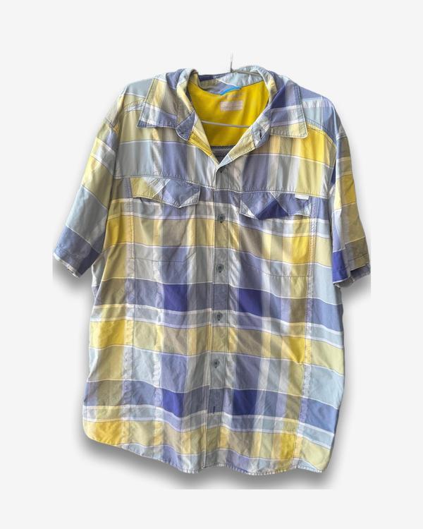 חולצת כפתורים משובצת צהובה וכחולה L - XL Colombia