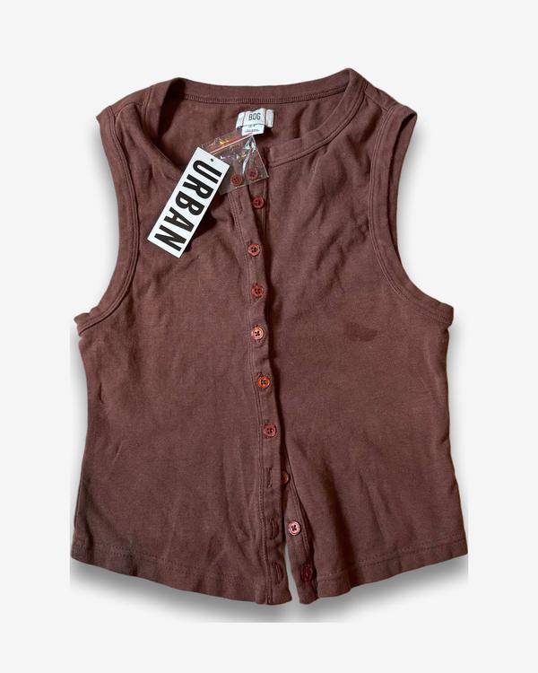 גופיית כפתורים חומה של Urban Outfitters חדשה