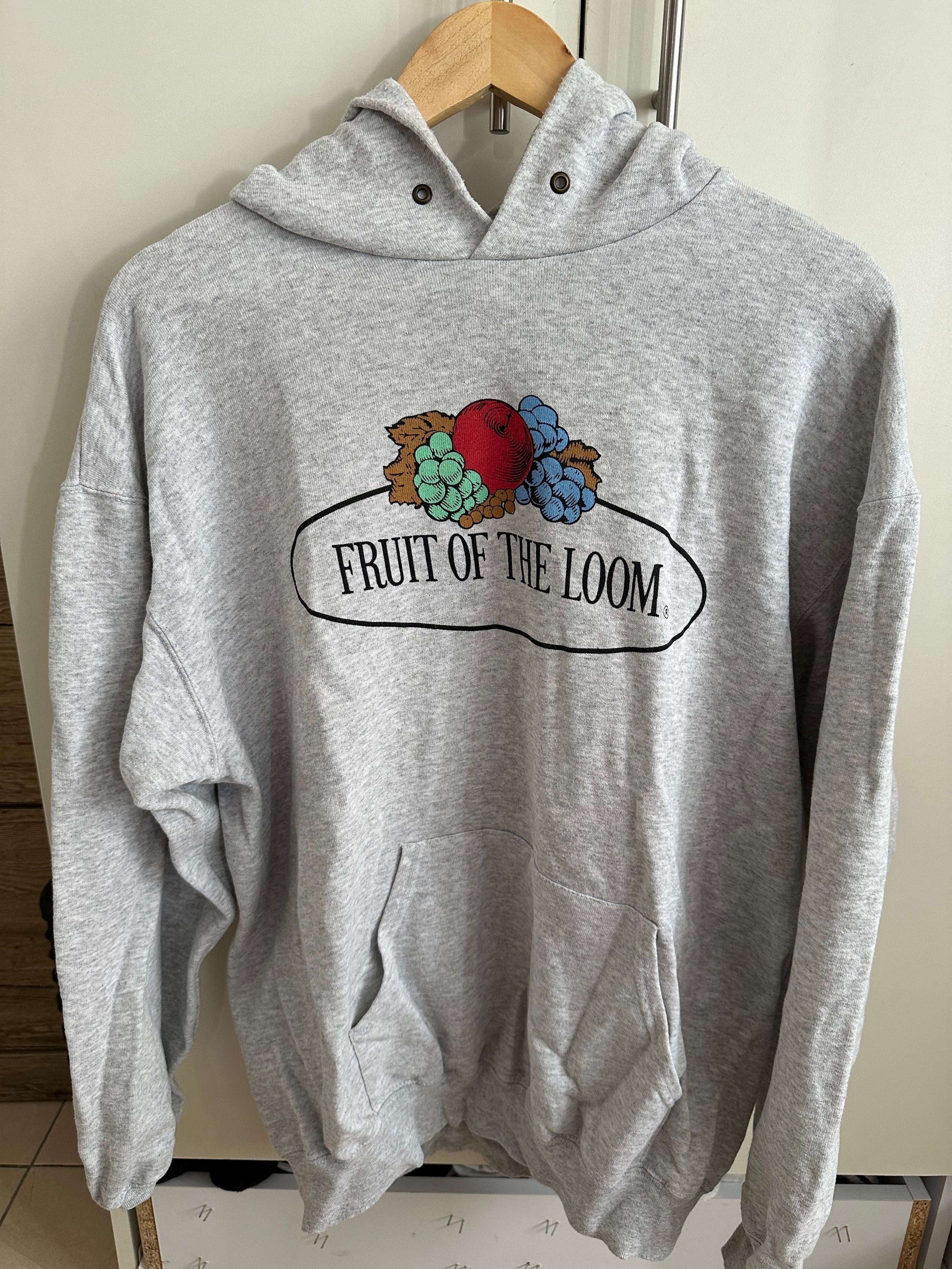 קפוצ'ון אפור עם הדפס לוגו Fruit of the Loom