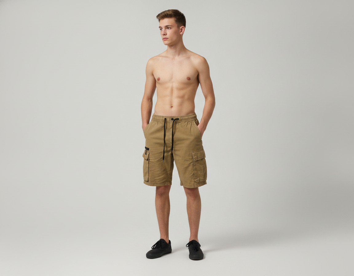מכנסי קרגו קצרים בצבע קאמל H&M
