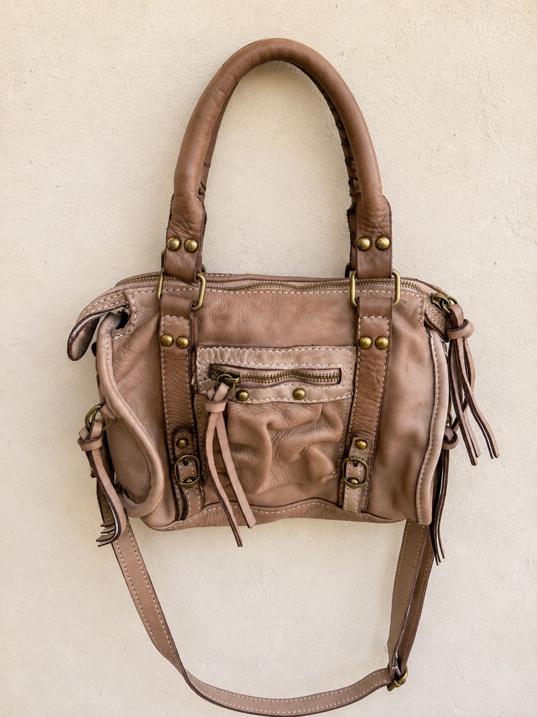 Italian Genuine Leather Y2K Moto Bag | תיק עור אמיתי מאיטליה
