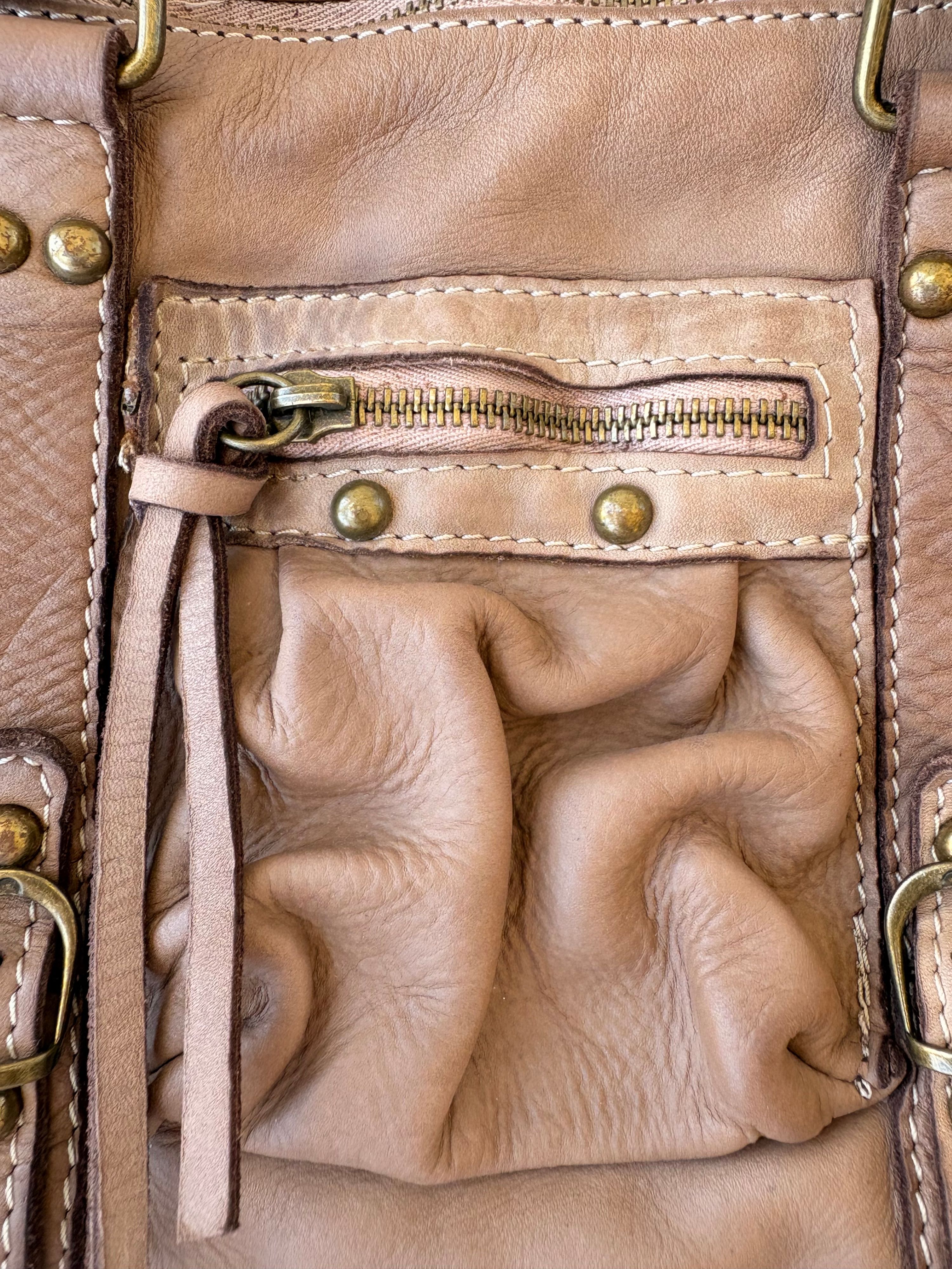 Italian Genuine Leather Y2K Moto Bag | תיק עור אמיתי מאיטליה