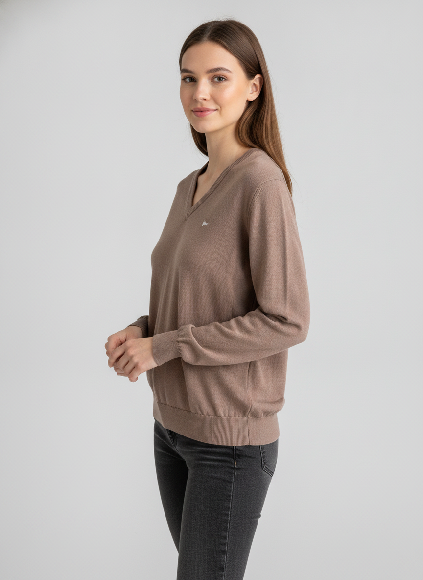 סריג וינטג׳ Airlington בגוון שוקולד | 90s Preppy V-Neck